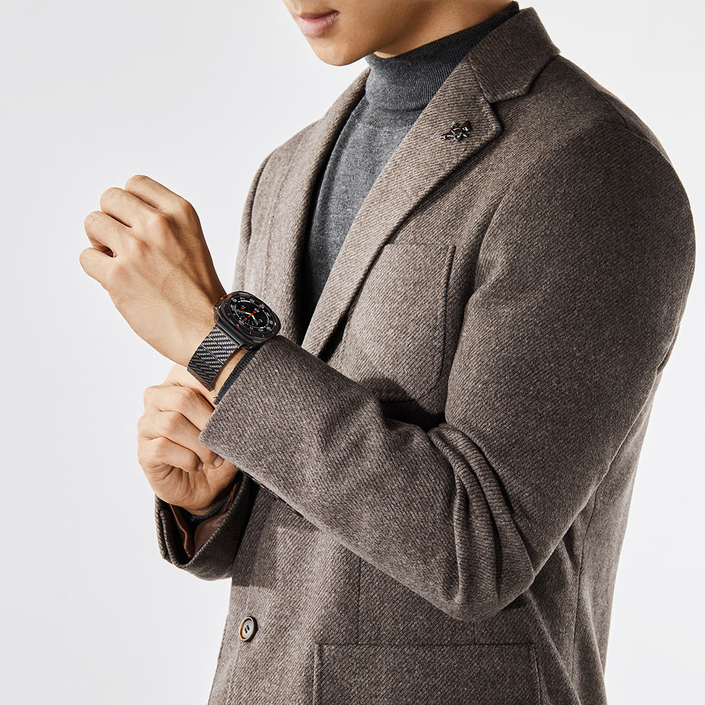 Pitaka Modern Serisi Samsung Galaxy Watch Ultra 47mm Karbon Fiber Black-Grey Twill Kordon Pitaka Modern Serisi Samsung Galaxy Watch Ultra 47mm Karbon Fiber Black-Grey Twill Kordon